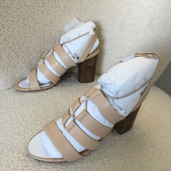 sz 10  New Splendid Brayden Lace Up Sandals Block Heel Black Leather Gladiator - Picture 6 of 9